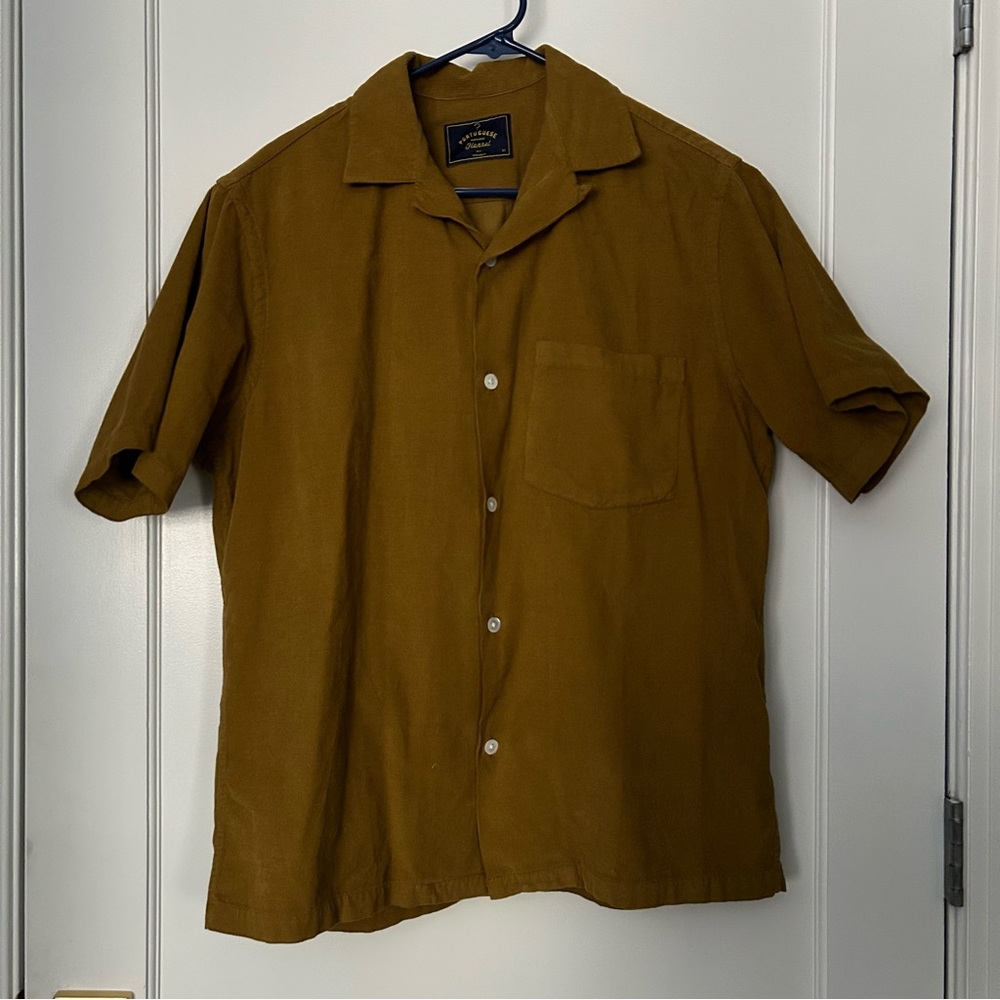 Portuguese Flannel, Gold Short Sleeve Shirt, Medium